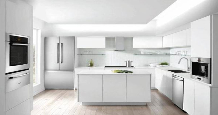 ترکیب کابینت سفید آشپزخانه با چه رنگی خوبه؟ - ورق ام دی اف ایچوب